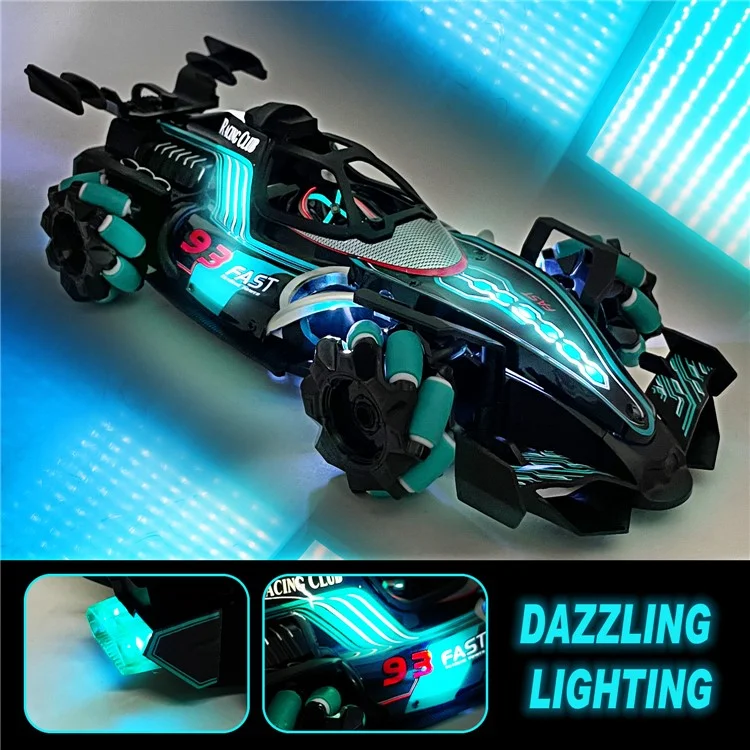 HD3377 1 / 14 RC Racing Car Toy Light Music Mist Spray Remote Control Car, Remote Controller + Gesture Sensing Controller - Green