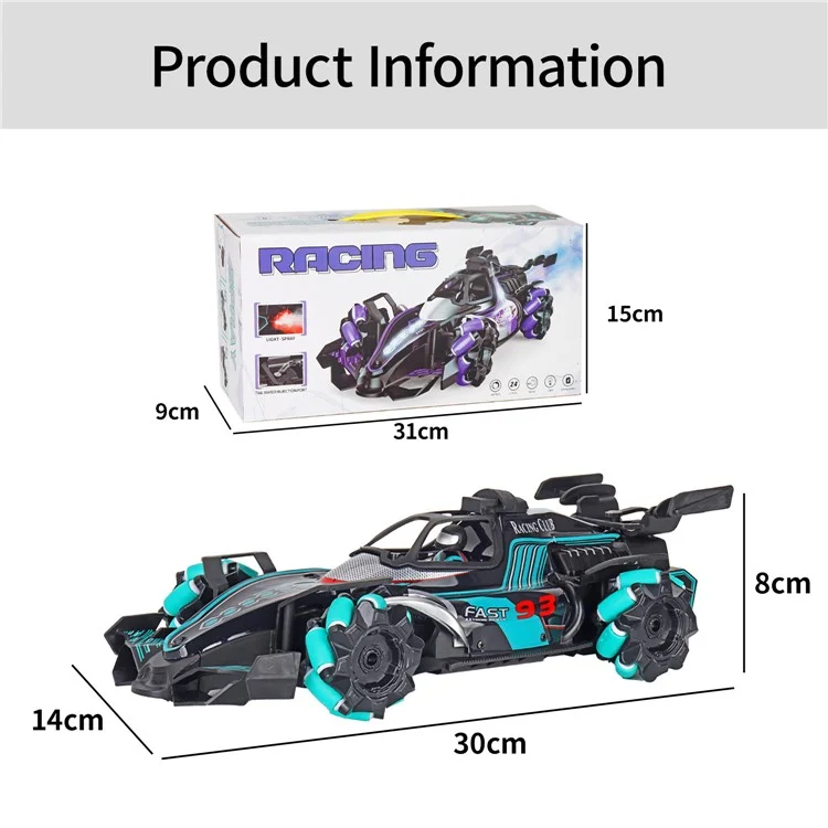 HD3377 1 / 14 RC Racing Car Toy Light Music Mist Spray Remote Control Car, Remote Controller + Gesture Sensing Controller - Green