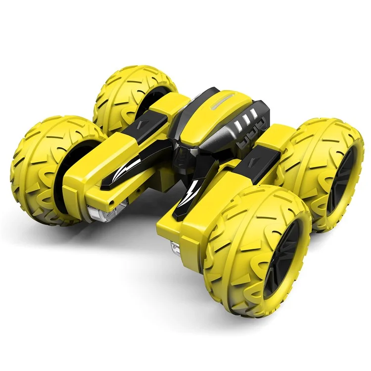 G03080R Children Deformable Electric RC Car Four-wheel Drive Stunt Car Double-sided Vehicle Toy - Yellow