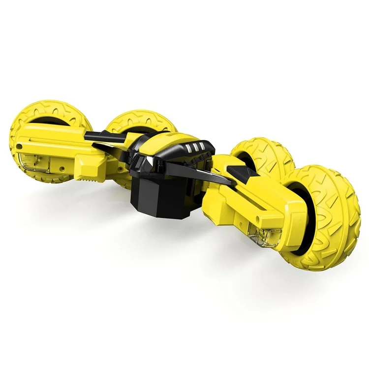 G03080R Children Deformable Electric RC Car Four-wheel Drive Stunt Car Double-sided Vehicle Toy - Yellow