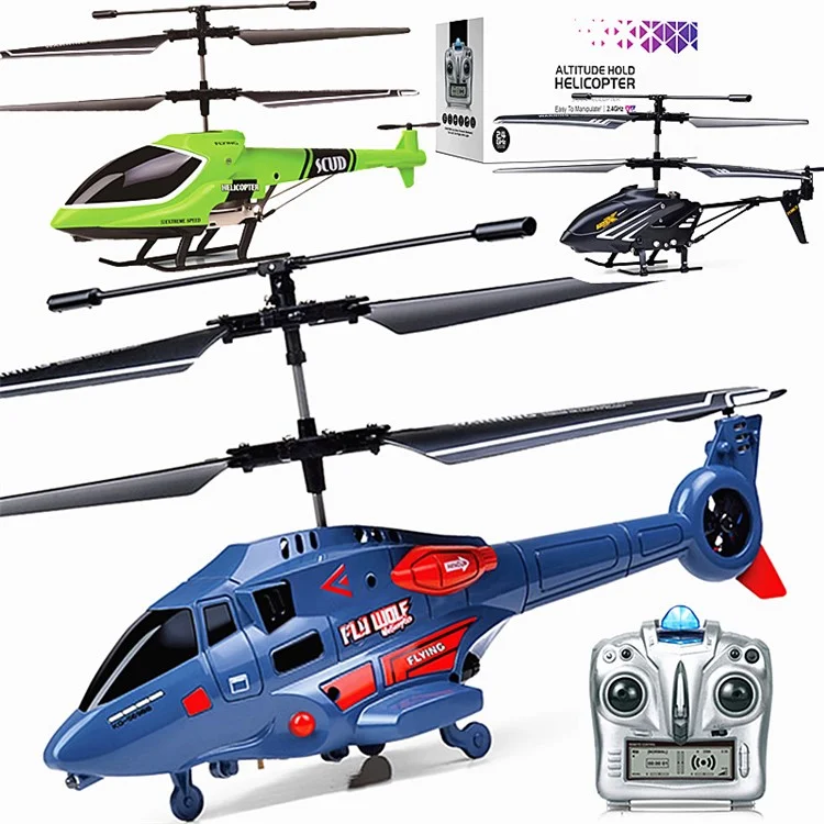 2.4G Remote Control LED Light Airplane Electric Helicopter Altitude Hold Aircraft Model Kids Toy - Orange